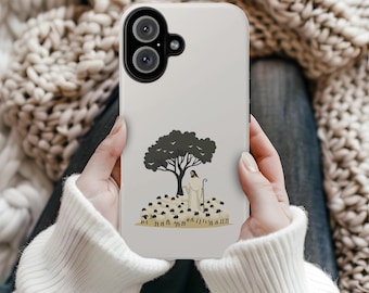 Jesus mit Schaf Handyhülle, Boho Minimalist Guter Hirte Christ Robuste Handyhülle für iPhone, Samsung Galaxy, Google Pixel, Glaubensgeschenke