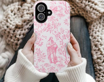 Pink Toile Jesus Lost Lamb Phone Case Christian Tough Phone Cases for iPhone Samsung Galaxy Google Pixel Womens Jesus Lost Sheep Faith Case