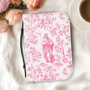 Bibelomslag med Jesus förlorade lamm, rosa toile, kristen kokett bibelfodral för kvinnor, Jesus förlorade får, fransk toile, anteckningsboksomslag, present till flickor