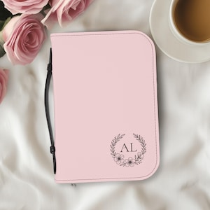 Monogram Bible Cover, Floral Custom Bible Case for Christian Women, Minimalist Bible Carrier Jesus Gifts for Mom Zipper Case Bible Protector