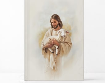 Jesus and Lost Lamb Prayer Journal, Christian Hardcover Notebook, Faith-based Diary, Jesus Gifts, 150 Lined Perforated Pages