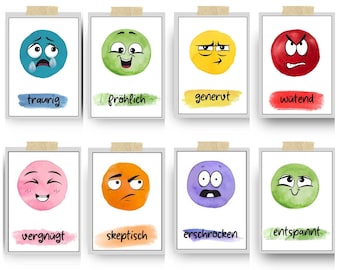 Gefühlskarten S | Emotionskarten I Stimmungskarten | Gefühle | Kinder| Emotionen I Lernkarten | Kindergarten | emotionale Intelligenz