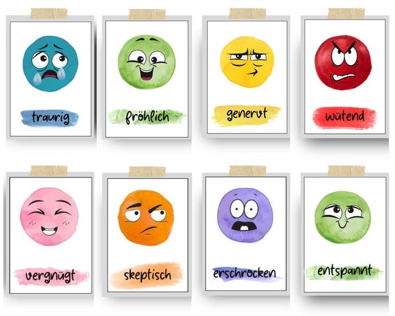 Gefühlskarten S | Emotionskarten I Stimmungskarten | Gefühle | Kinder| Emotionen I Lernkarten | Kindergarten | emotionale Intelligenz