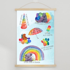 Póster de afirmación A4 | Afirmaciones del cartel | creencias positivas | Regalo para niños | Emociones I Sentimientos I Póster Habitación Infantil
