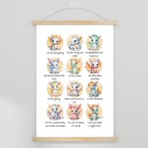 Cartel de afirmación A4 | Póster Frases Poderosas | creencias positivas | Regalo para niños | Emociones I Sentimientos I Habitación Infantil I Dragones I
