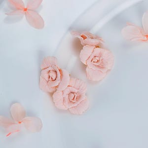 Blush Pink Rose Cold Porcelain Stud Earrings, Handmade Cold Porcelain Floral Bridal Earrings,Romantic Floral Wedding Jewelry,Bridesmaid Gift