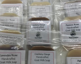 10 jabones de leche de cabra de tamaño de prueba, jabones pequeños, aromas surtidos