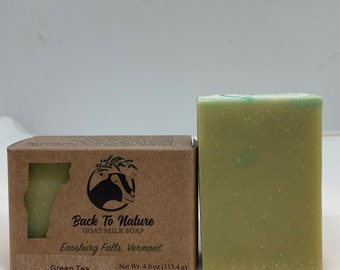 Handmade Green Tea Goat Milk Soap - Rich lather Bar with Real Goats Milk