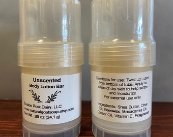 Unscented All Natural Body Lotion Bar, Travel Size (.85 oz)