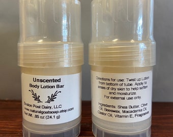 Unscented All Natural Body Lotion Bar .85 oz., spa care gift for mom or sister. Co-worker gift