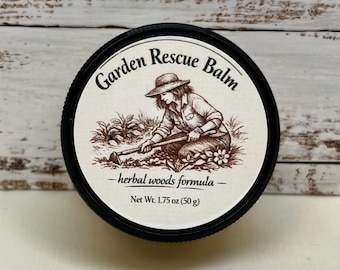1.75 oz Garden Rescue Balm, infused chamomile and calendula, skin salve for hardworking gardener hands
