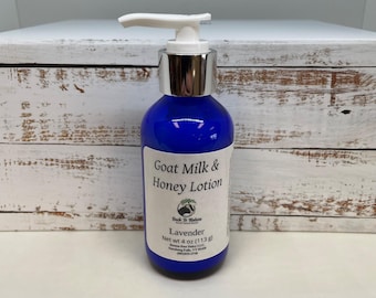 Goat milk & Honey Lotion 4oz, Blue Glass Bottle