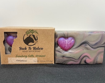 Flirtatious Goat Milk Soap, Valentines Day, Gift for her, tween gift, gift wrapping available, Vermont Handmade soap