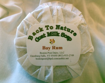 Bay Rum Shaving Soap made with goat's milk, great gift for men or women or for yourself.