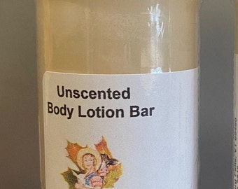 Barra de loción corporal sin perfume de 2 oz., loción sólida en un práctico tubo giratorio.