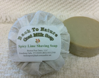 Spicy Lime Shaving Soap made with goat's milk, great gift for men or women or for yourself.