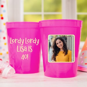 40th Birthday Custom Stadium Cups, Personalized Photo Party Cups, Personalized 40th Birthday, Print Any Image, Party Decorations and Favors