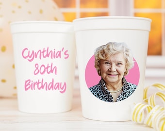80th Birthday Party Cups, Personalized Birthday Stadium Cup, Plastic Birthday Decorations, 80 Years Old Party Favors, Custom Photo Party Cup