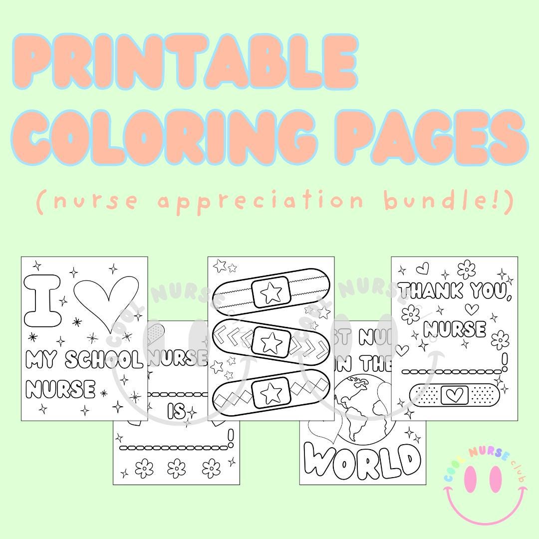 School Nurse Coloring Pages Nurse Appreciation, Downloadable Digital ...