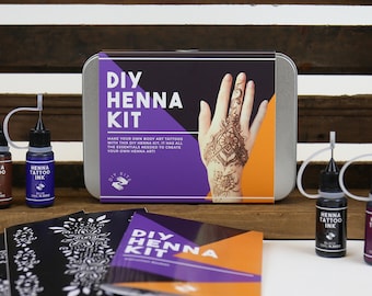 DIY Henna Tattoo Kit: Stencils & Colored Inks - Festival Body Art