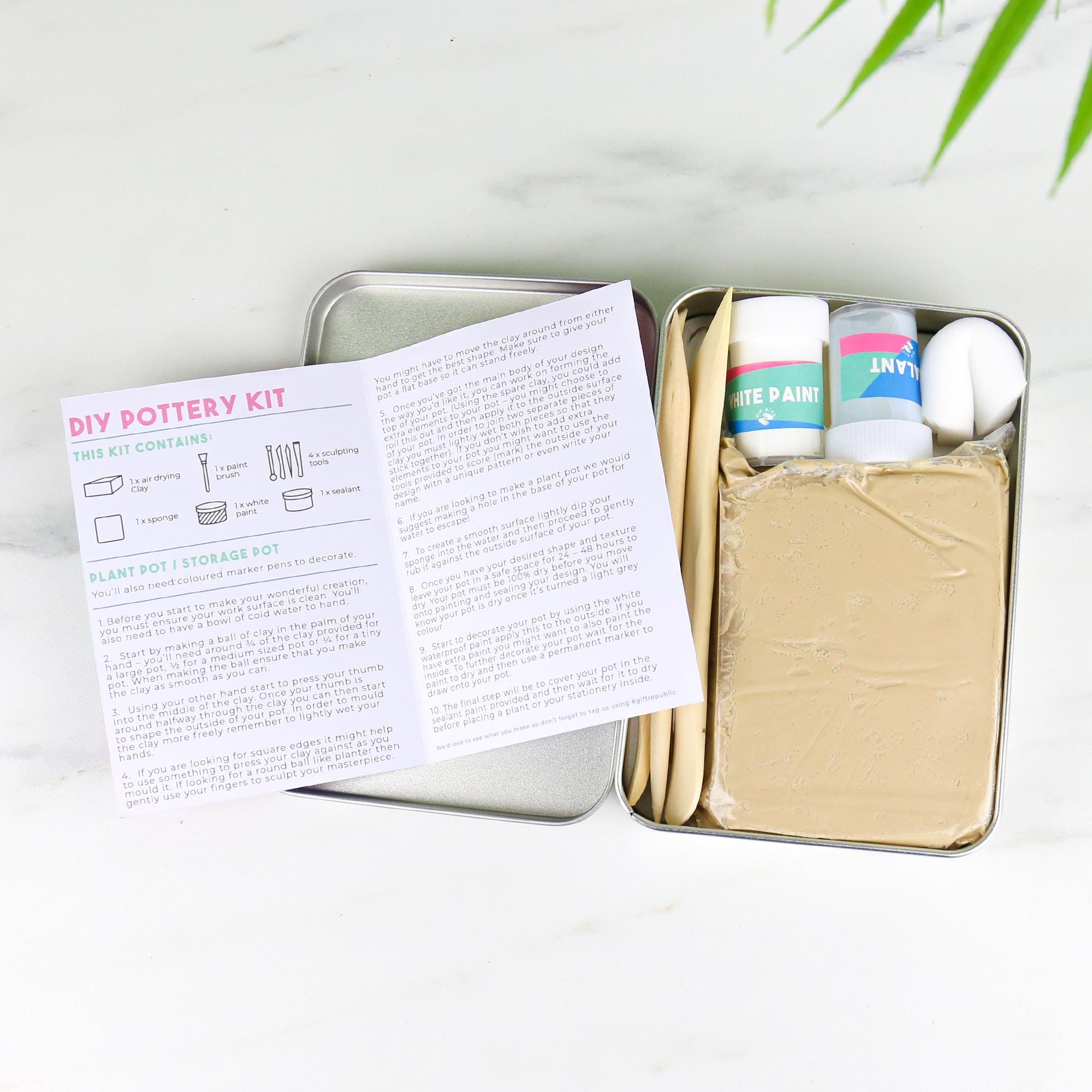DIY Pottery Kit: Clay Pot Craft Set With Tools & Paint - Etsy UK