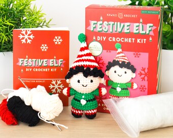 DIY Christmas Elf Crochet Kit: Amigurumi Needlecraft Gift Set