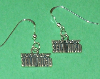 Profession Sterling Silver Buy Low Stock Market Sell High Earrings
