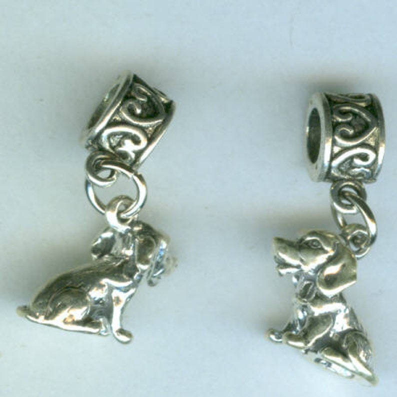 Sterling COCKER SPANIEL Dog Bead Charm for all Name Brand Add a Bead Bracelets Heavy 3D