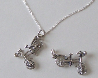 Sterling 3D MOVEABLE BICYCLE Pendant with 20 Inch Chain - Sports, Hobbies