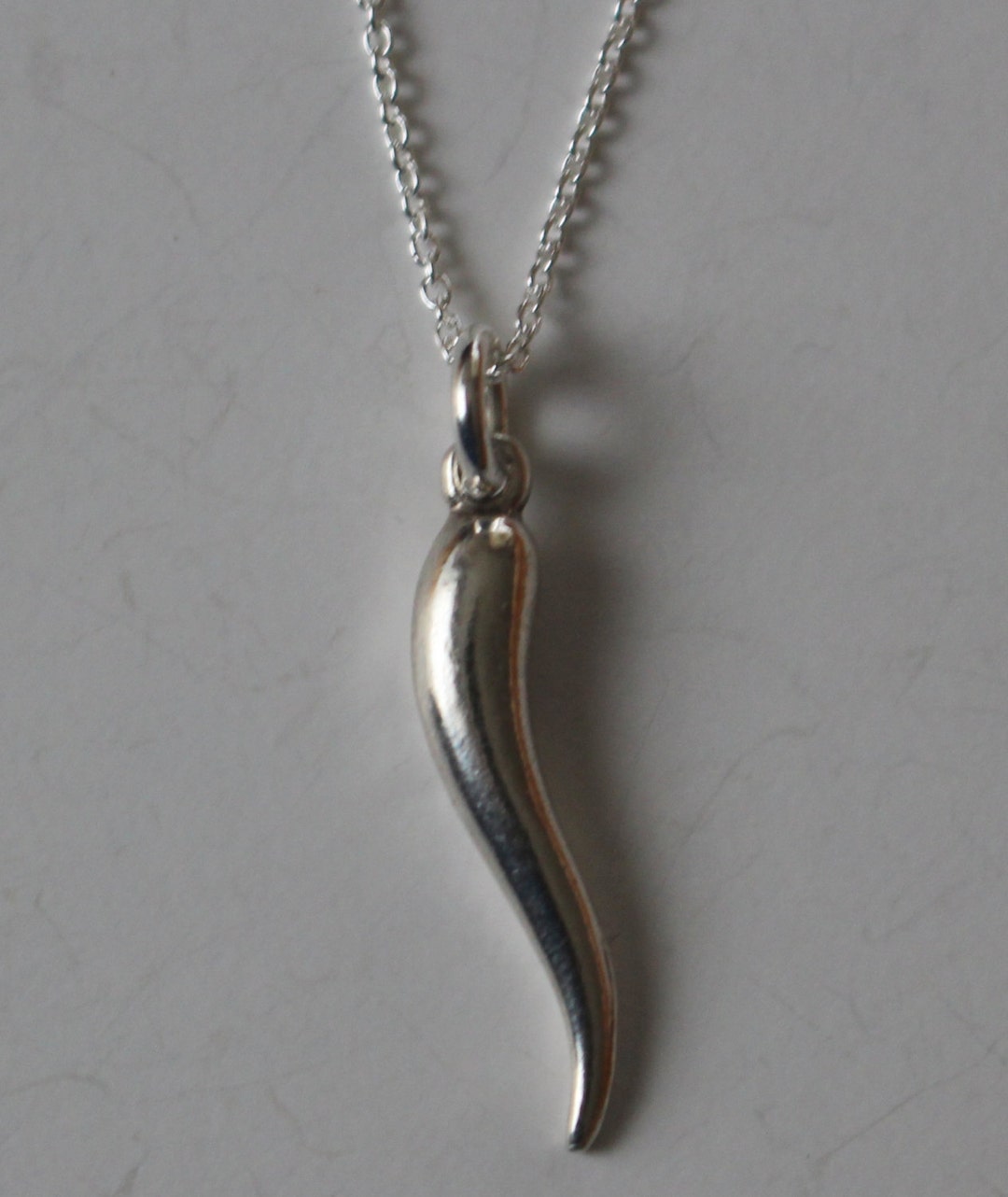 Sterling 3d ITALIAN HORN Pendant and 20 Inch Chain Amulet - Etsy