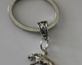 Sterling Silver 3d SABER TOOTH TIGER Key Ring, Key Holder -