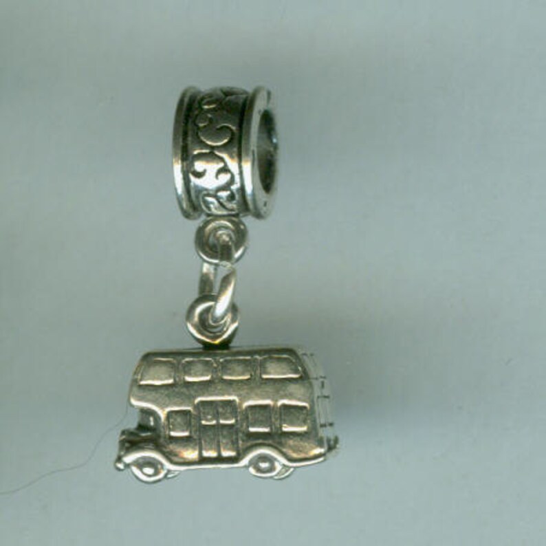 3D Sterling TOUR BUS Bead Charm for All Name Brand Add a Bead Charm Bracelets