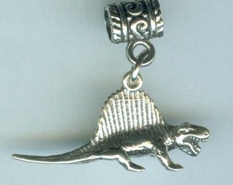 Sterling DIMETRODON DINOSAUR Bead Charm for  All Name Brand Add a Bead Charm Bracelets - Heavy 3D