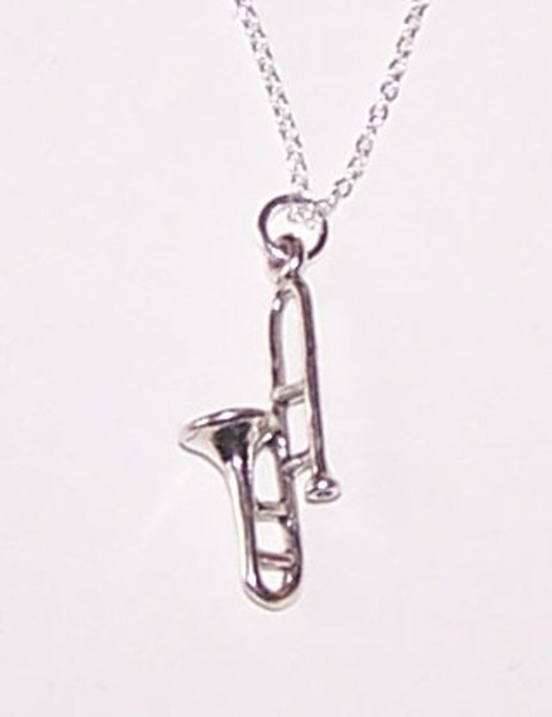 Sterling 3D TROMBONE Pendant and 22 Inch Chain Music Etsy