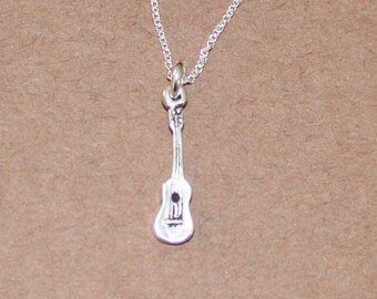 Sterling 3D UKELELE Pendant and 18 Inch Chain - Music, Musician, Instrument