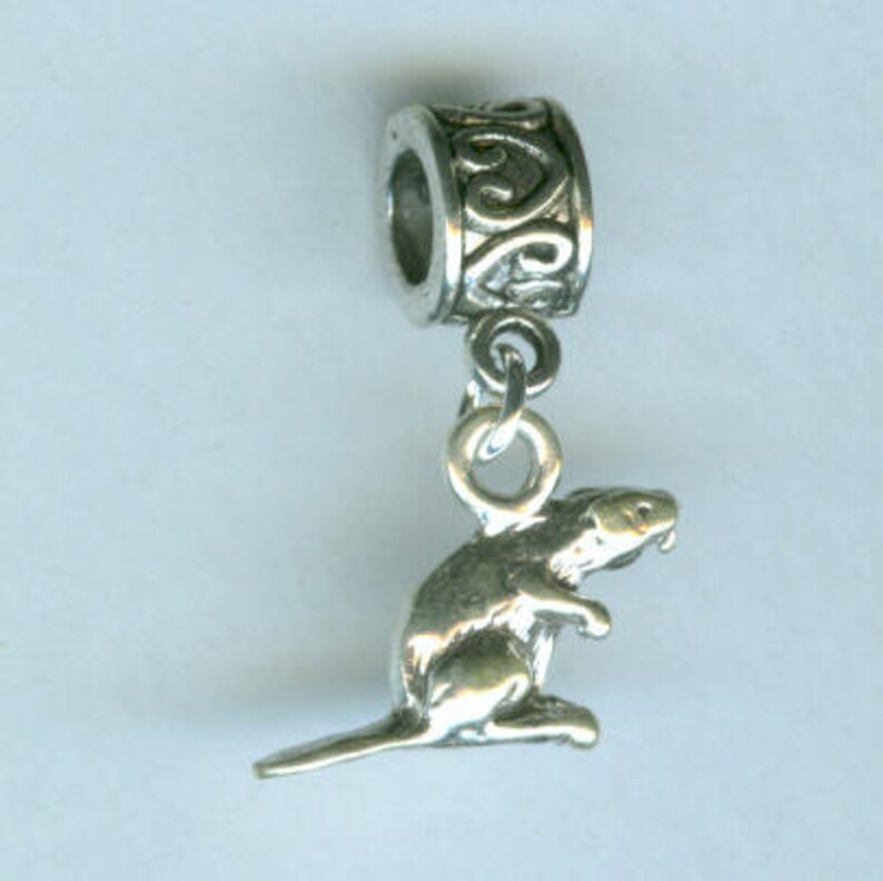 Sterling BEAVER Bead Charm for All Name Brand Add a Bead BraceletsFrom ShymaliLlamas 3D