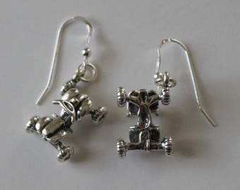 Sterling Silver 4 WHEELER - ATV Earrings - 3D -