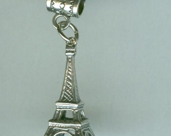 Sterling EIFFEL TOWER Bead Charm for All Name Brand Add a Bead Bracelets - 3D