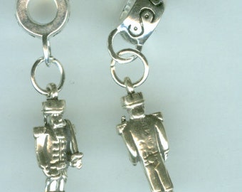Sterling Silver NUTCRACKER  Bead Charm for all Name Brand Add a Bead Bracelets -  3D - Toy Soldier
