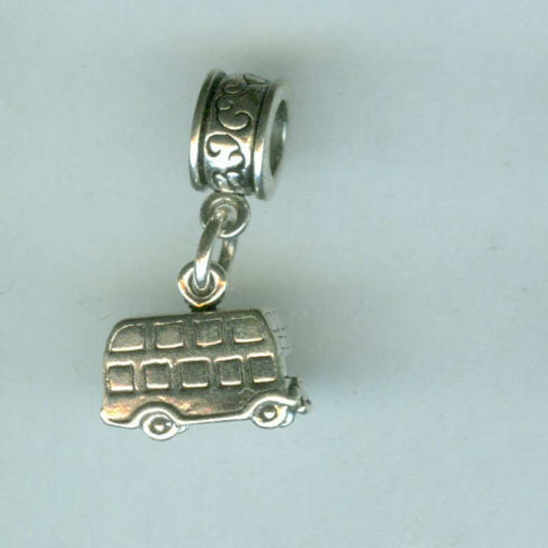 3D Sterling TOUR BUS Bead Charm for All Name Brand Add a Bead Charm Bracelets