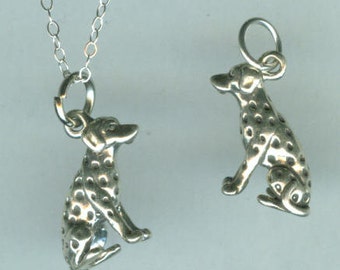 Sterling  DALMATION DOG Pendant and Chain - 3D - Pet