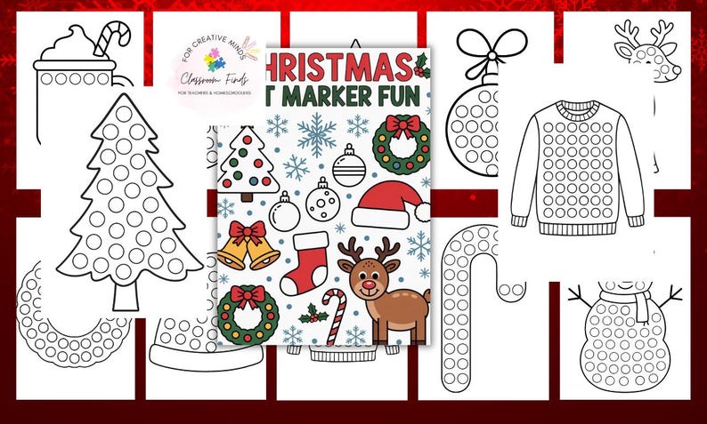 Christmas Dot Marker Coloring Pages, Christmas Preschool Holiday ...