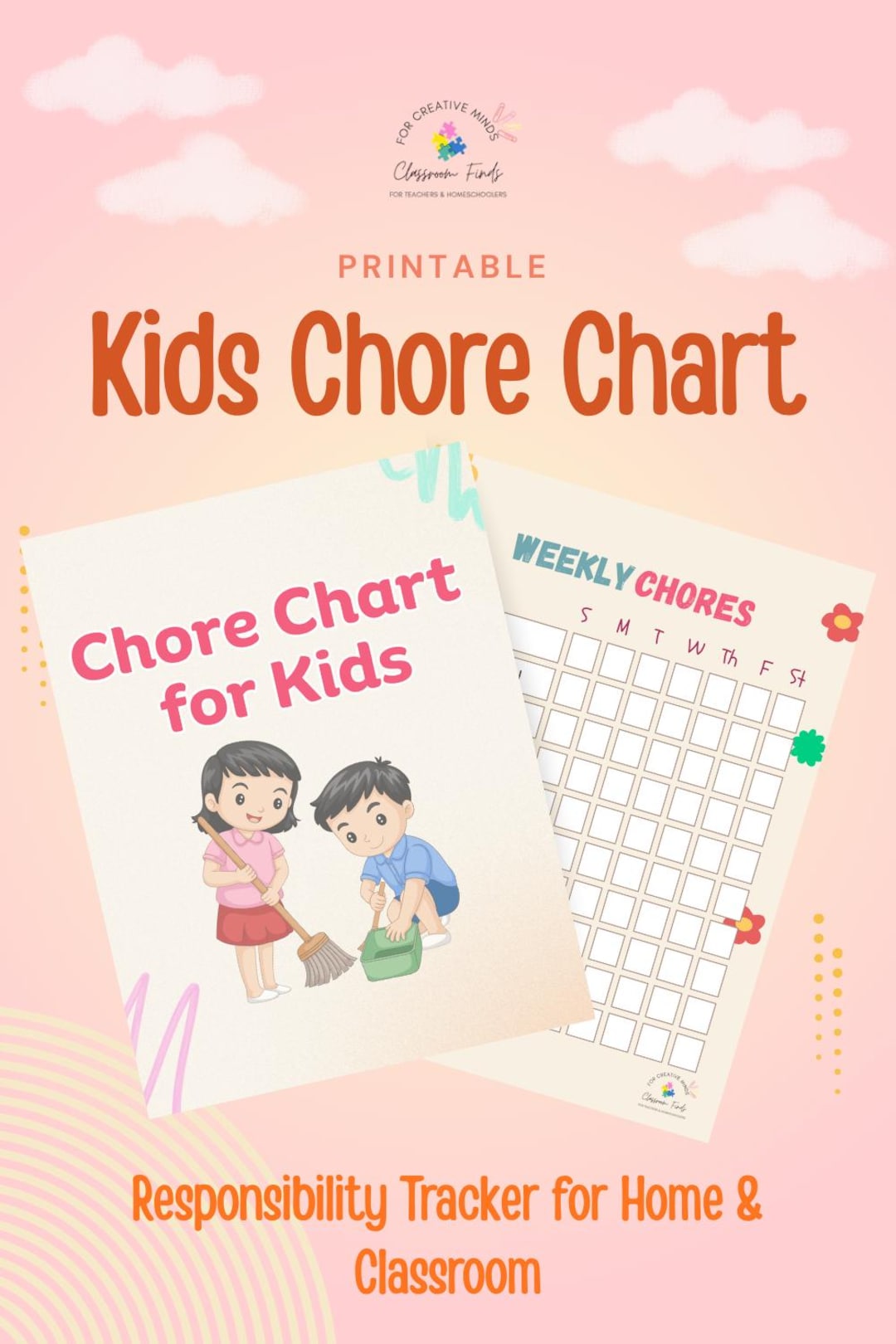 Fun Checkboxes Kids Chore Chart – Fun Printable Task Tracker With Checkboxes ...