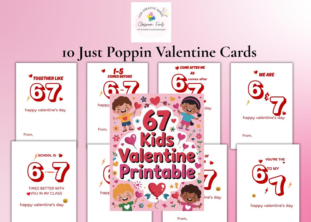 67 Valentine Printable, Six Seven Valentine Cards, 67 Valentine's Day ...