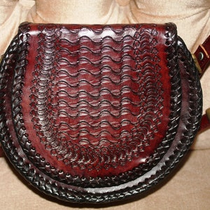 Vintage Brand New Genuine Leather Embossed Cross Body Bag Deep Mahogany Color