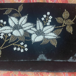 Vintage Hand embroidered and Beaded Black Velvet Clutch 8&quot;x5&quot;