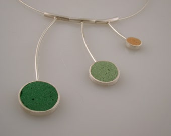 Tri-color Concrete and Sterling Silver Neck Wire