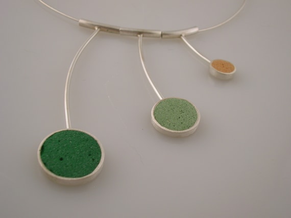 Tri-color Concrete and Sterling Silver Neck Wire