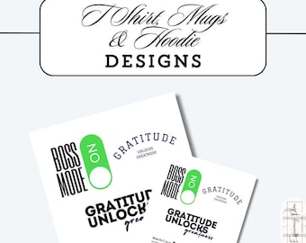 Paquete 2 de diseños de camisetas, tazas y sudaderas con capucha sencillos y minimalistas