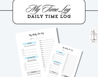 Registro de tiempo diario imprimible / Planificador de productividad, gestión del tiempo (A4)